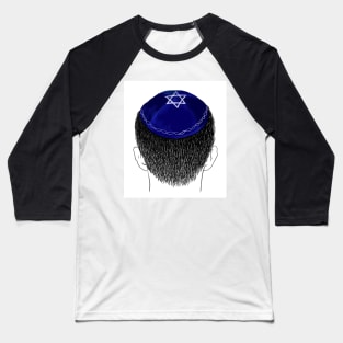 Blue kippah with white Magen David embroidery Baseball T-Shirt